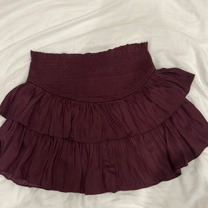 Maroon smocked mini skirt